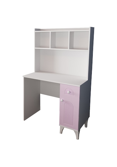 Df09105 Çekmeceli Kapaklı Kitaplıklı Çalışma Masası Bilgisayar Masası Pembe