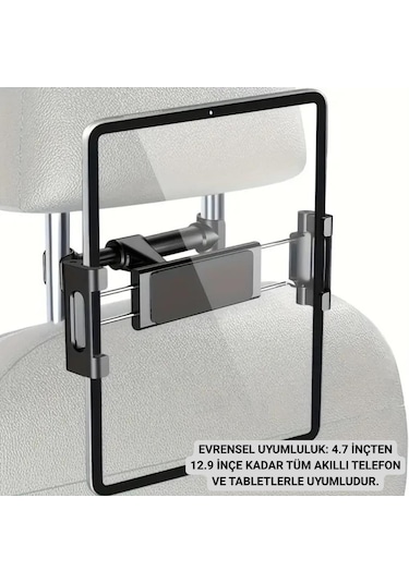 Polham 4.7 İnch Ve 12.9 İnch Uyumlu Araç Arka Koltuk İçin Telefon Ve Tablet Tutucu, 360 Derece Dönebilen Tablet Tutucu