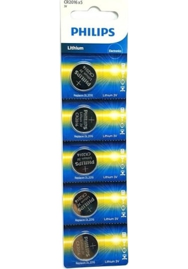 Philips CR2016 3V Lityum Düğme Pil 5'li