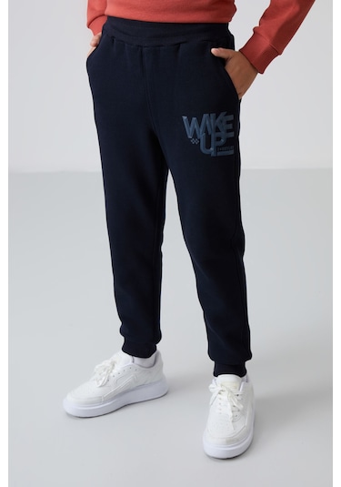 Tommy Life Kiremit-lacivert Pamuklu Kalın İçi Tüylü Yumuşak Dokulu Standart Fit Baskılı Erkek Çocuk Eşofman Ta Kiremit