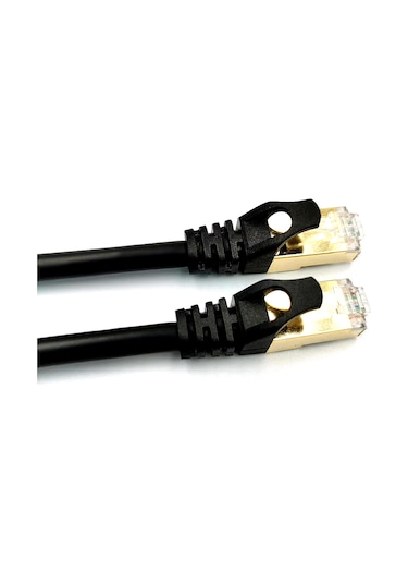 Springsun Cat7 Ethernet Kablosu 10gbps 600mhz/ekranlı Bükümlü Çiftler//26awg Oksijensiz Bakır Çekirdekler/altın Kaplamalı Rj45 Arayüzü Siyah 1m