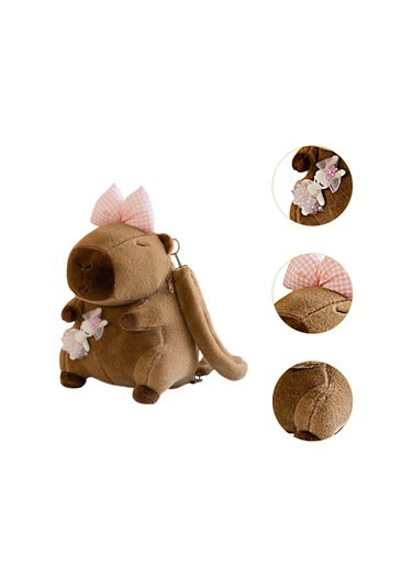 Suntek Capybara Sırt Çantası Günlük Sevimli Omuz Pembe Fiyonk