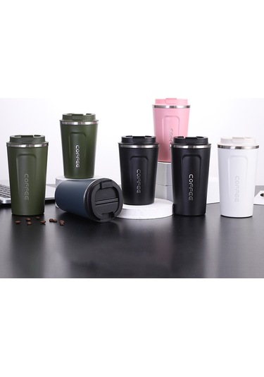 Lemestar 380ml Siyah 304 Paslanmaz Çelik Vakumlu Termos Bardak, Ev, Dışarı Ve Araç İçin, Kolay Kullanım, Dayanıklı Malzeme, Stokta Diğer