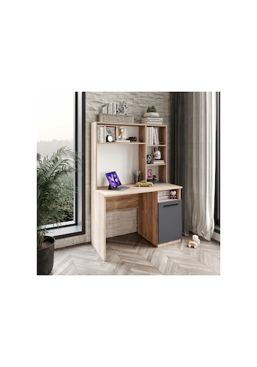 Afilli İzmir Çalışma Masası Flora Antrasit Tamamı Mdf Flora Antrasit