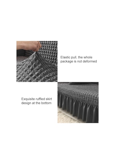 Oturma Odası Streç Tam Kapatma Etek Tarzı Kanepe Kılıfı, Beden: Çift Kişilik M 145-185cm Tek Renk Bej Bej