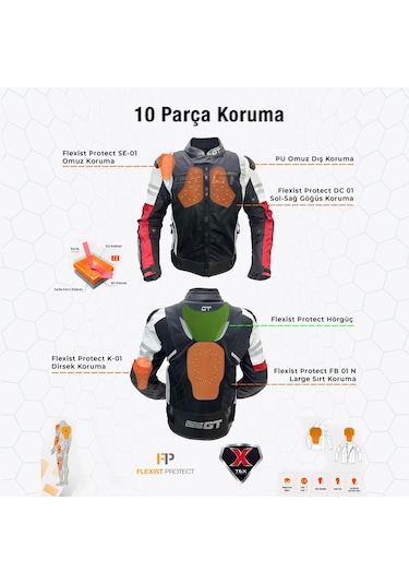 Forte Gt 2003001 Tıtan Hörgüçlü Ceket Mont Beyaz - Kırmızı - Siyah