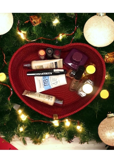 Hasır Sepet, Tasarım Kalp Sepet, Dekoratif Sepet, Dekor Sepet, Saklama Kutusu, Hediyelik Sepet 001