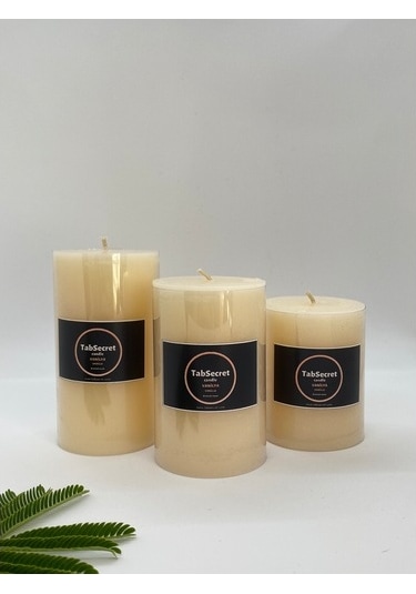 Tabsecret Candle Vanilya Aromalı 3'Lü Mum Seti Krem
