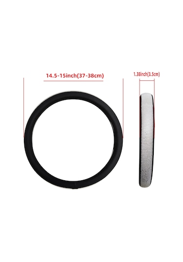 1 Elmas-encrusted Flaş Blingblingpu Deri Döngü Araba Direksiyon Kılıfı Uyar Black Black