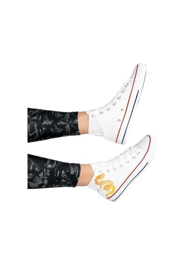 Kadın Bilekli Spor Ayakkabı Beyaz Sarı Beyaz