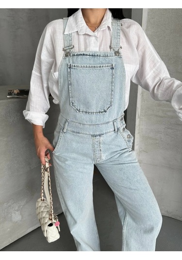 Biçomi Pantolon Kar Yıkama Salopet Mavi D2514