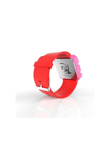Cool Watch Saat - Pembe Led Kasa - Kırmızı Kayış Unisex