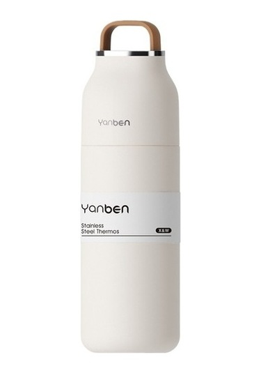 Termos Paslanmaz Çelik Reklam Hediyelik Su Bardağı Taşınabilir Saplı Su Şişesi Oo457x Beyaz