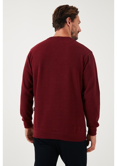 Buratti Slim Fit Bisiklet Yaka Pamuklu Erkek Kazak 456201 Mürdüm