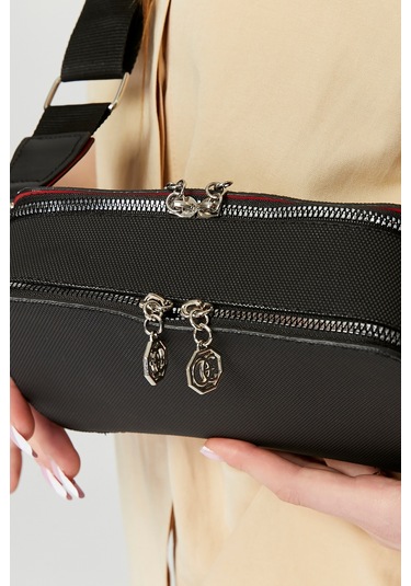 Morpelikan Bej Kabartma İki Bölmeli Kadın Omuz Çantası Antrasit