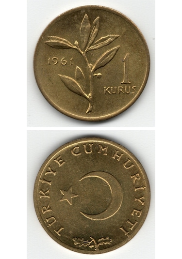 1 Kuruş 1961 Çil Eski Madeni Para