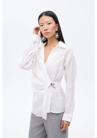 Quzu Ekru Kadın Gömlek Blz00847 Ekru