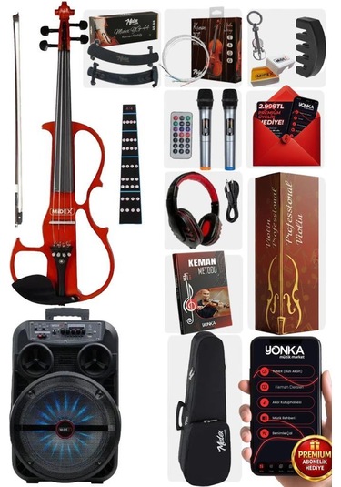 Midex RCZ-606RD-PAK Elektro Keman ve Şarjlı Hoparlör Anfi Mikrofon Seti