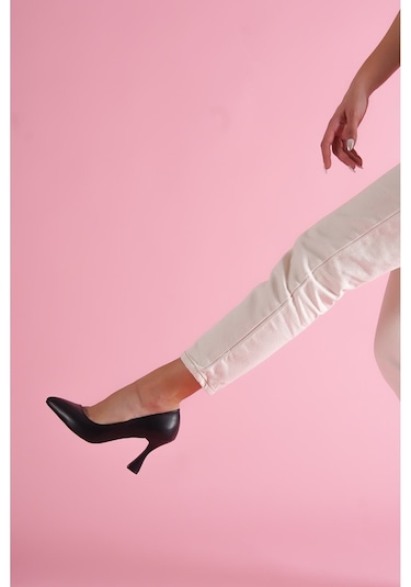 Divolya Violet Siyah Burnu Şeffaf Detaylı Günlük Kullanım Stiletto