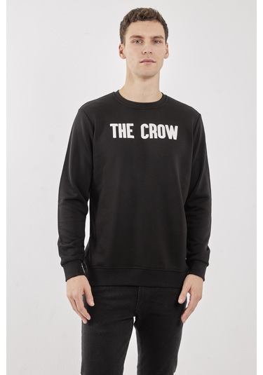 Crow Siyah O-yaka Sweatshırt Siyah