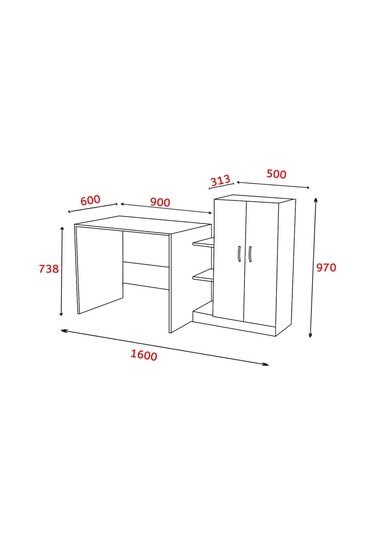 Dekorosso Dekorosso Stic Dolaplı Çalışma Masası Beyaz-Ceviz Beyaz  -  Ceviz