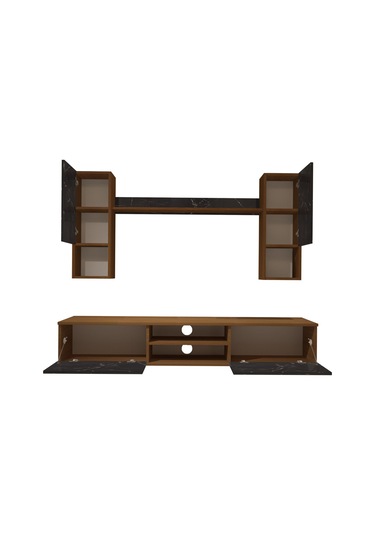 Decoraktiv Eko 5da Mdf Dvd Tv Ünitesi Tv Sehpası Ceviz - Siyah Mermer