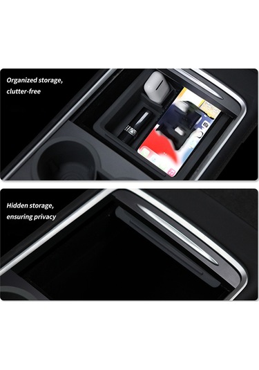 Yaozixa Tesla Model 3/y İçin Silikon Ve As Malzeme Kontrol Konsolu Organizatörü - Siyah Depolama Kutusu Seti