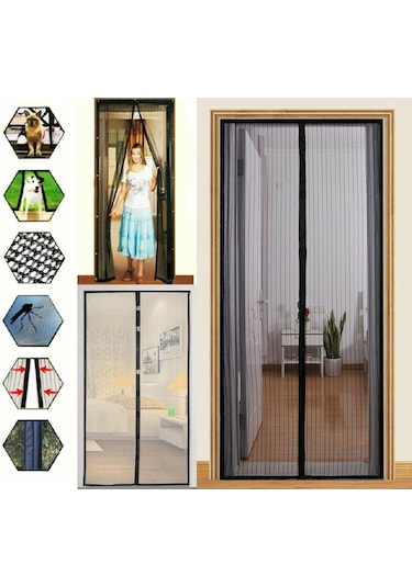 Buffer Pratik Manyetik Mıknatıslı Siyah Kapı Sinekliği Tülü 90 X 210 Cm