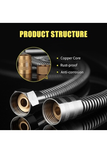 Ulzyvf Paslanmaz Çelik Uzun Duş Hortumu - 360 Döner, Patlamaz, Sızıntı Önleyici G1/2 Bağlantı Diğer