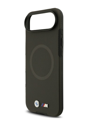 İphone 17 Air Uyumlu Kılıf Bmw Lisanslı M-safeli Metal Logolu Delikli M Dizayn Deri Kapak Füme Füme