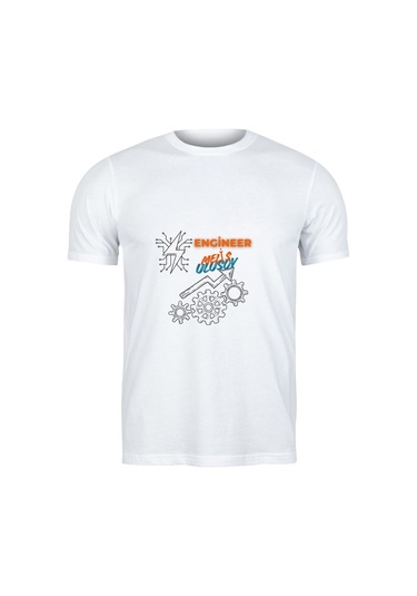 Kişiye Özel Mühendis Tişört - "engineer İsim Soyisim " Tasarımlı Beyaz Unisex Tişört Beyaz