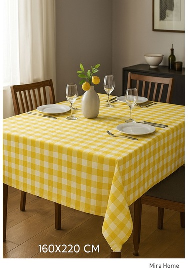 Mira Home Kareli Masa Örtüsü Sofra Bezi 160x220 Cm Rustik