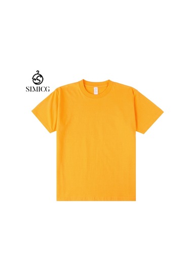 Yeni Japon Ağır Sıklet Düz Renkli Pamuklu Kısa Kollu Turuncu Turuncu