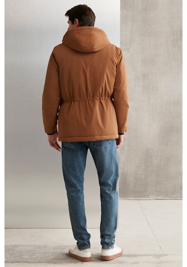 Gerardo Erkek Çok Kalın Su Ve Rüzgar Geçirmez Içi Astarlı Kapşonlu Outdoor Dış Giyim Taba Mont