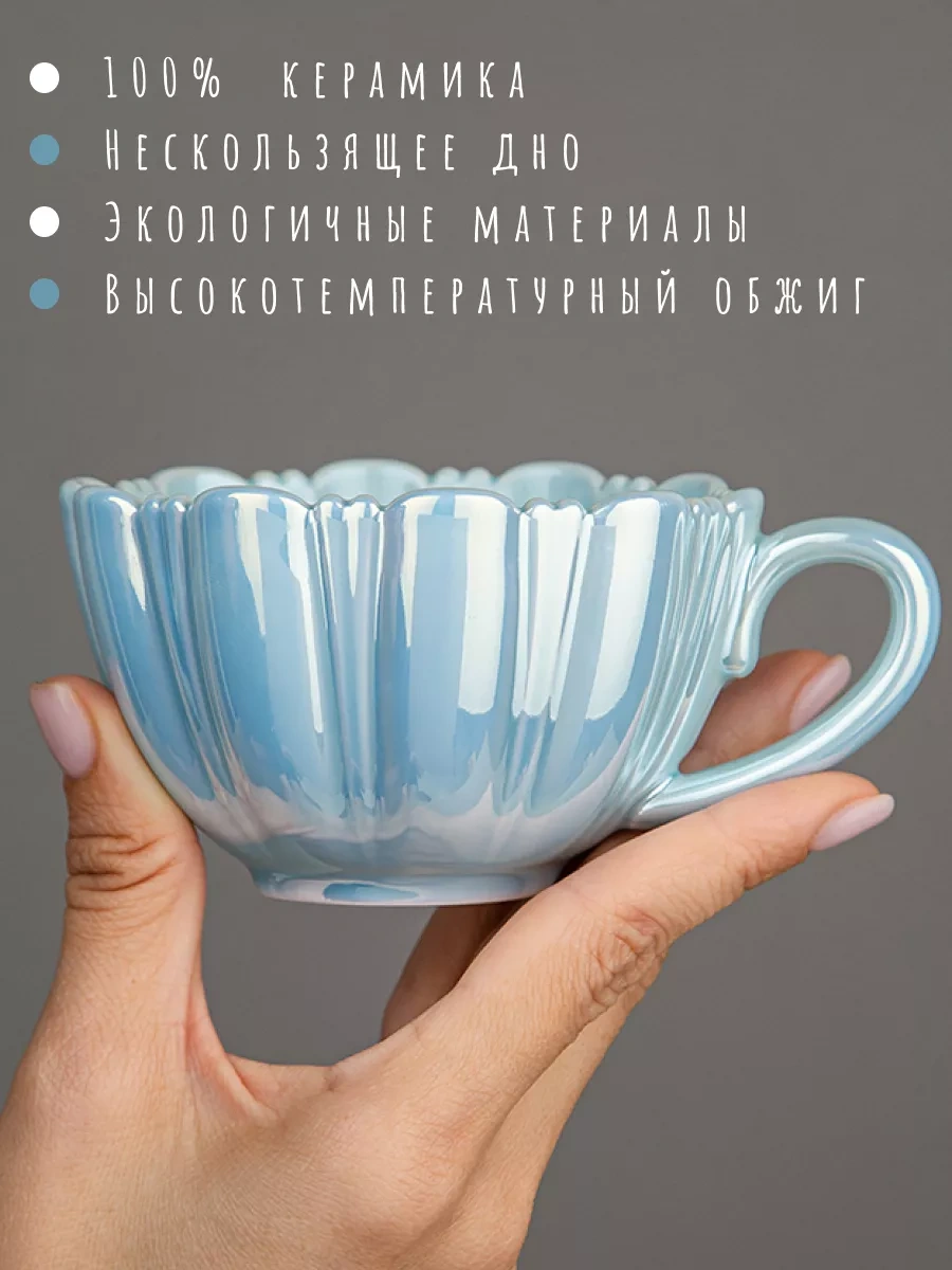 Teplo V Rukah İnci Desenli Çay Takımı, Bardak Ve Tabak 208197764 İnci-mavi