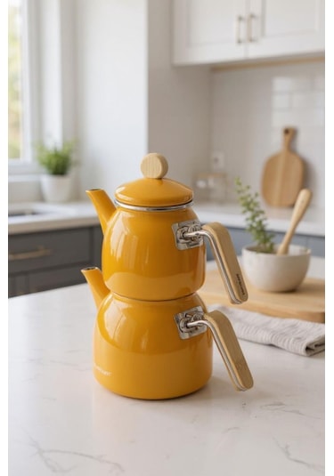 Sultan - Bambu Kulplu Çaydanlık Takımı Hardal Diğer