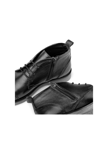 Birmingham Hakiki Deri Bağcıklı Fermuarlı Kaydırmaz Taban Günlük Bot Lacivert