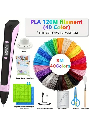 Techbloom 3d Yazıcı Çizim Kalemi Seti Dıy Baskı Aracı 11811 İnç 40 Renk Pla Filament Lcd Ekran
