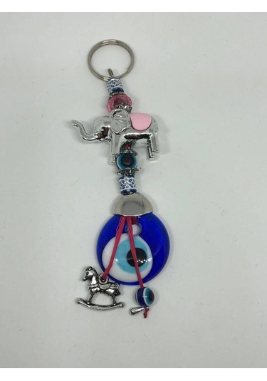 Nazar Boncuklu Anahtarlık - Renkli Fil Ve Nazar Boncuklu Anahtarlık