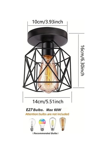 Dashanshop Modern Nordic Tavan Lambası 2 Adet Siyah E27 Avize Mutfak Koridor Fuar Siyah