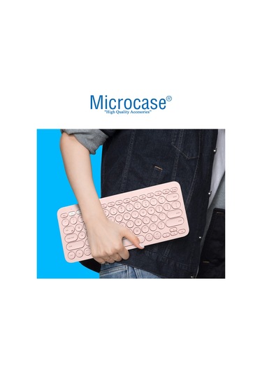 Microcase Yuvarlak Tuşlu Bluetooth Kablosuz Klavye - AL3048 Pembe