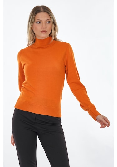 Perspective Balıkçı Yaka Turuncu Kadın Kazak 24080710 001