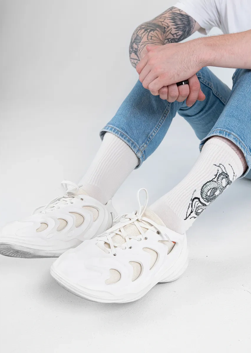 Yaelli Yılan Baskılı Uzun Çorap Seti 3 Çift 251888137 Gri