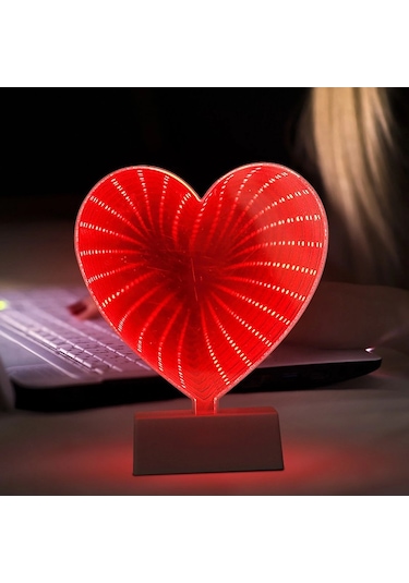 3d Heart Tunnel Lamp Red Led Light 3d Işıklı Dekor Kalp Işık Usb+pilli Led Işık Dekor Masa Lambası Yılbaşı Işıkları