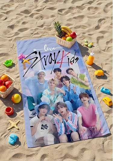 Djital Baskılı Stray Kids Plaj Havlusu Mavi