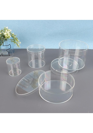 1 Adet Akrilik Şekerleme Kutusu Şeffaf Plastik Yuvarlak Kek Tatlı Kutusu Çikolata Düğün Partisi İkramlık Paketleme Saklama Kapları Şeffaf