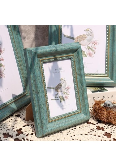 Novahub Tavuskuşu Mavisi Retro Çerçeve, 10.2x15.2cm, Masaüstü Dekor, Ev Süsleme