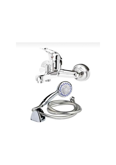 İsaoğlu Yapı Banyo Bataryası Ve Duş Seti Başlık Dahil Komple Set Pirinç Banyo Armatürü Gümüş