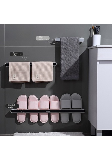 Yunboo Banyo Duş Odası Süpürge Tutucu, Delme Yok Kurulum, Güçlü Süksiyon Cup, Uzunluğunda Siyah, Tek Çubuklu Havlu Rafı, Dayanıklı Plastik Malzeme Diğer