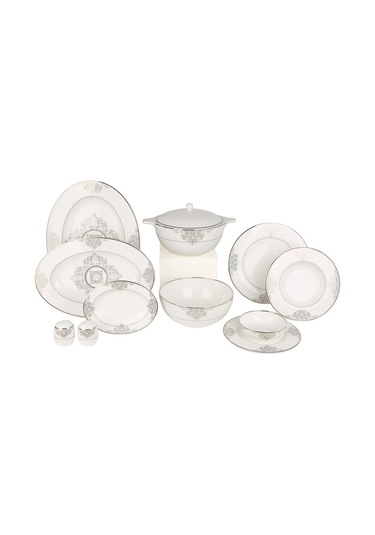 Lucky Art Royal Canterbury Lawrance Metallic 72 Parça Yemek Takımı Beyaz